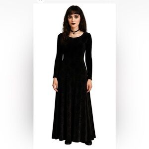 Andrea Jovine Women’s Medium Velvet Patch Maxi Dress Long Sleeve Gothic Evening